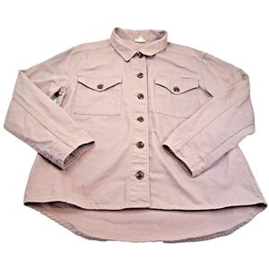 Shirt Jacket Women's Large Soft Pink / Mauve 100% Cotton a.n.a. Preppy Retro